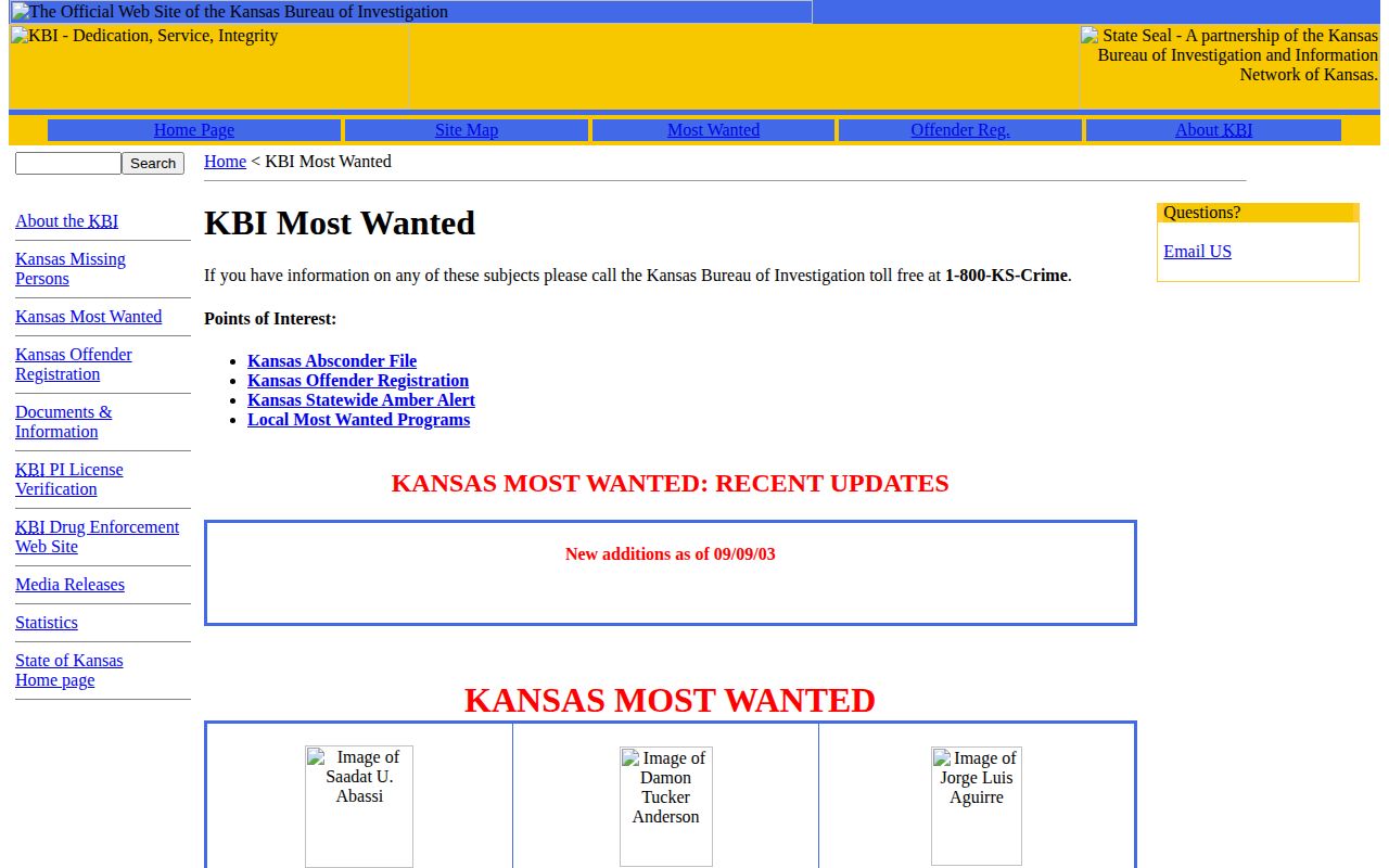 Kansas KBI statewide wanted fugitives source for Wichita County warrant research